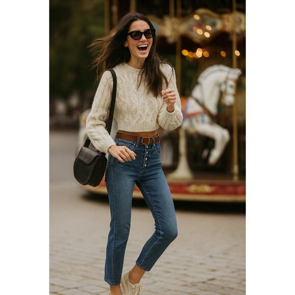 AMO High Rise Button Fly Twisted Seam Dock Jeans – Size 28 - Picture 2 of 9